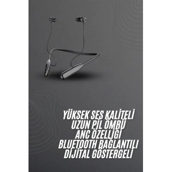 100 Saat Bluetooth Kulaklık Dijital Göstergeli Anc Özelliği Kablolu