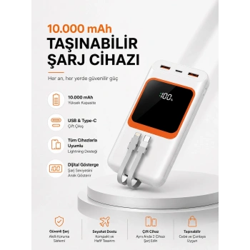 10.000 Mah Bataryalı, Dijital Göstergeli Taşınabilir Powerbank