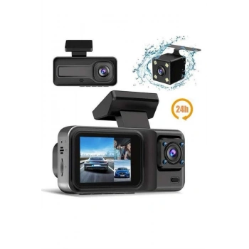 1080p 3 Lensli Wifi Araç İçi Kameralı Ekran Dvr Kaydedici Gece Görüşlü