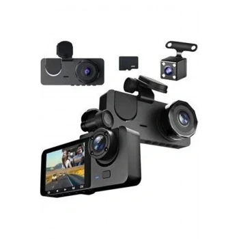 1080p Full Hd Çözünürlüklü Üç Kameralı Araç İçi Kamera - Park Ve Sürüş Güvenliği