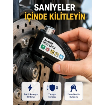 110 Db Alarm Disk Kilidi Motosiklet Scooter Bisiklet Güvenlik Yeni Nesil