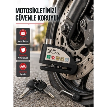 110 Db Alarmlı Disk Fren Kilidi Su Geçirmez Çelik Gövde Motosiklet Güvenlik