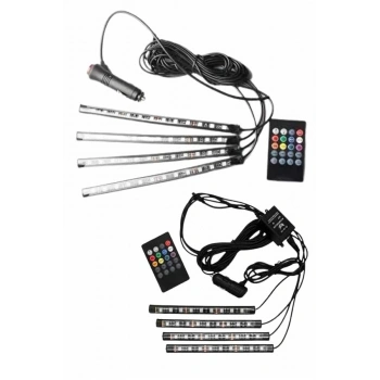 12li Şerit Led Işık Rgb Sese Ve Müziğe Duyarlı Araç İçi Ayak Altı