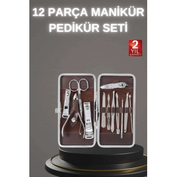 12 Parça Paslanmaz Çelik Kompakt Ve Taşınabilir Manikür Makası Tırnak Makası