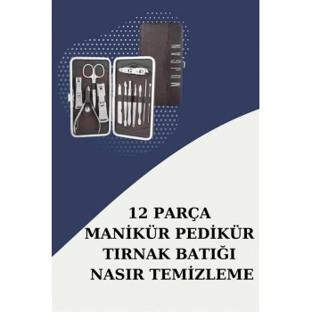 12 Parça Paslanmaz Çelik Kompakt Ve Taşınabilir Manikür Makası Tırnak Makası