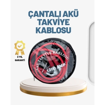 1200a Güçlü Akü Takviye Kablosu 2m Büyük Maşalı Acil Yardım