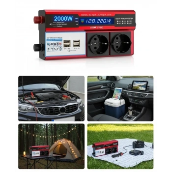 12v 2000w Modifiye Sinüs İnverter Araç Ve Güneş Enerjisi Uyumlu, Çift Usb, Çift Priz Ve Çakmaklık Epilons