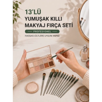 13’lü Yumuşak Kıllı Makyaj Fırça Seti Profesyonel  Hassas Ciltlere Uygun Yapısı