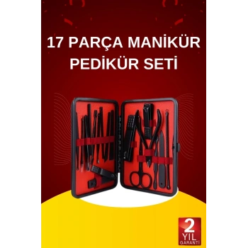 17 Parça El Ayak Bakım Seti Tırnak Temizleme Manikür Pedikür Cımbız Törpü Tırnak Makası