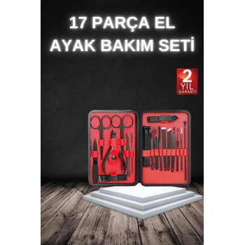 17 Parça Manikür Seti Taşınabilir Özel Çantalı El Ve Ayak Bakımı Tırnak Batığı Temizleme