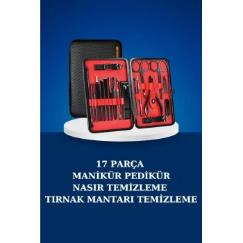 17 Parça Manikür Seti Taşınabilir Özel Çantalı El Ve Ayak Bakımı Tırnak Batığı Temizleme