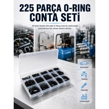 18 Ölçü O-ring Conta Seti Otomotiv, Tesisat Ve Hidrolik İçin Kauçuk Conta Kiti