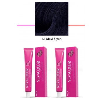 2 Li Set Premium 1.1 Mavi Siyah  Kalıcı Krem Saç Boyası 2 X 50 G Tüp (599)