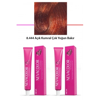 2 Li Set Premium 8.444 Açık Kumral Çok Yoğun Bakır  Kalıcı Krem Saç Boyası 2 X 50 G Tüp (599)