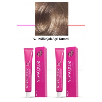 2 Li Set Premium 9.1 Küllü Çok Açık Kumral  Kalıcı Krem Saç Boyası 2 X 50 G Tüp (599)