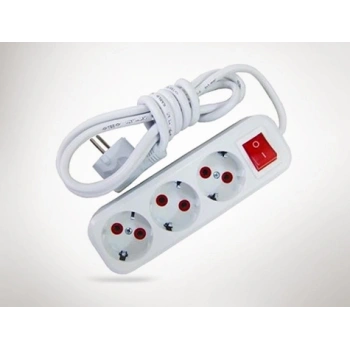 2 Mt Kablolu Anahtarlı 3 Lü Topraklı Grup Priz (599)