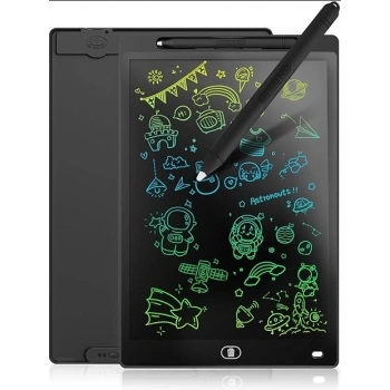 20 Inc Renkli Lcd Grafik Dijital Kalemli Çizim Tableti Yazı Tahta Not Yazma Eğitim Tableti Siyah