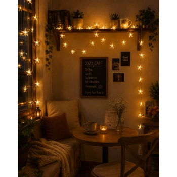 20 Led Yıldız Işık Zinciri Günışığı Beyaz Dekoratif Süs Lambası