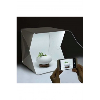 20 X 20 Cm Profesyonel Stüdyo Led Işıklı Çift Sıra Ürün Fotoğraf Çekim Çadırı