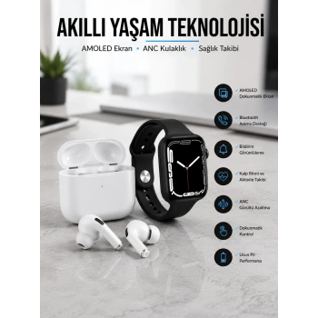 2025 Model Akıllı Saat Ve Yeni Nesil Pro Bluetooth Kulaklık Tws Yüksek Ses Kaliteli