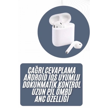 2025 Model Çağrı Cevaplayabilen Bluetooth Kulaklık Beyaz Dokunmatik Kontrol