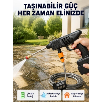 21v Akülü Basınçlı Yıkama Makinesi Çift Akülü Ve Hızlı Şarj Özellikli