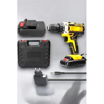 24 Parça Çift Bataryalı Şarjlı Matkap Seti 24w Motor Ve Otomatik Mil Kilitli Tasarım