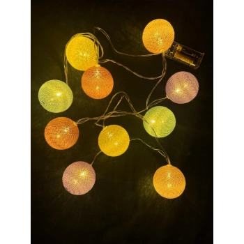 2m 10lu Işıklı Renkli Top Dekoratif Süs Pilli Mz-312