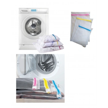 3lü Çamaşır Yıkama Filesi Set Renkli Fermuarlı Pratik Çamaşır Yıkama Filesi Seti 3 Boy (599)