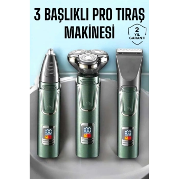 3 Başlıklı Profesyonel Saç Ve Sakal Bakım Seti Vücut, Burun Ve Kulak Tüy Alma
