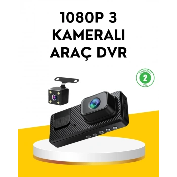 3 Kameralı Araç İçi Dvr Kayıt Cihazı  Ön İç Arka Kamera Full Hd