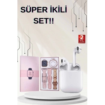 3 Kordonlu Dokunmatik Ekran Akıllı Saat Ve 2.nesil Kablosuz Bluetooth Kulaklık Anc/enc