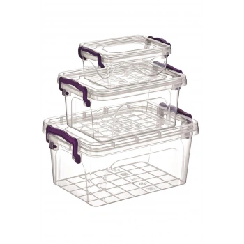 3lü Mini Dikdörtgen Saklama Kabı-ÇNK2075 (599)