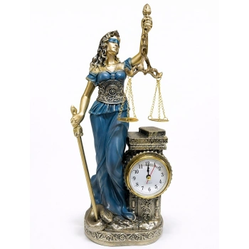 35x14 Cm Polyester Saatli Adalet Figürü