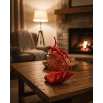 3d El Formlu İnsan Figürü Kırmızı Modern Soyut Dekoratif Biblo 12x18 Cm