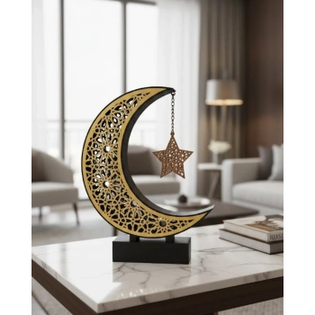 3d Hilal Yıldız Masa Üstü Dekor 23x23 Cm Ramazan Konsept Tasarım