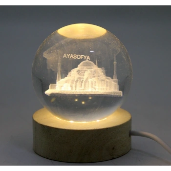 3d İstanbul Temalı Kristal Cam Küre Led Lamba Model 2