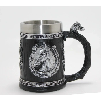 3d Kabartmalı At Büstü Paslanmaz Çelik Kupa Bardak Alk4475