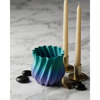 3d Kıvrımlı Vazo Mavi