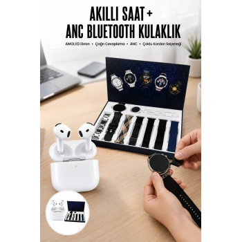 3.nesil Tws Bluetooth Kulaklık Bluetooth Bağlantılı Akıllı Saat Amoled Ekran Plastik Hasır Kordon