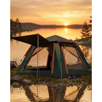 4 5 Kişilik Kamp Çadırı Güneşlikli Suya Dayanıklı Geniş Hacimli Outdoor