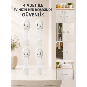 4 Adet Çok Amaçlı Çocuk Güvenlik Kilidi Dolap, Çekmece Ve Gardırop İçin