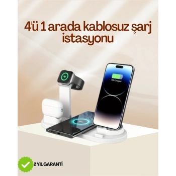 4 Cihazı Aynı Anda Şarj Edebilen Kablosuz Şarj İstasyonu Çok Yönlü Ve Pratik Tasarım