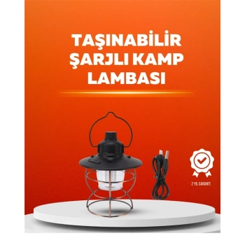 4 Fonksiyonlu Dekoratif Kamp Lambası – Tungsten Ampul, Usb Çıkışlı