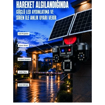 4 Kameralı 4g Sım Kart Destekli Güneş Enerjili Akıllı Güvenlik Kamerası