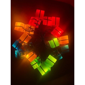 4 Metre 20 Led Pilli 2 Kademeli Hediye Kutusu Yılbaşı Ağacı Süsü Led Işık Mz-2