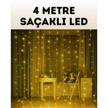 4 Metre Şelale Perde Led Işık Dış Mekan İç Mekan Uyumlu