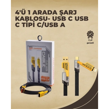 4ü 1 Arada Metal Hızlı Veri Kablosu – 65w Güç, 27w İphone Desteği, 480mbps Aktarım