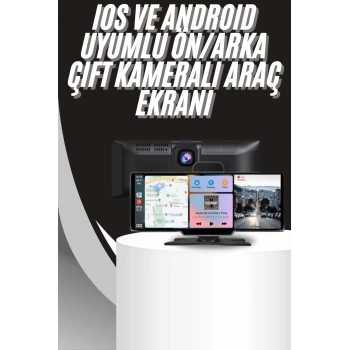4k 10.2 İnç Çift Kameralı Araç Multimedya Ekranı Carplay Kablosuz Tüm Cihazlara Uyumlu