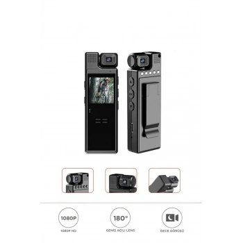 4k 180 Derece Vücut Kamerası Wifi Gece Görüşlü Aksiyon Kamerası